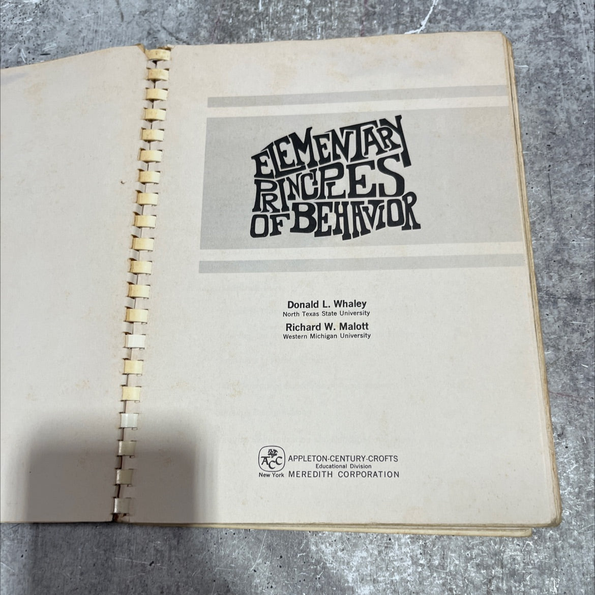 elementary ricles of behimor book, by Donald L. Whaley, Richard W. Malott, 1971 Paperback image 2