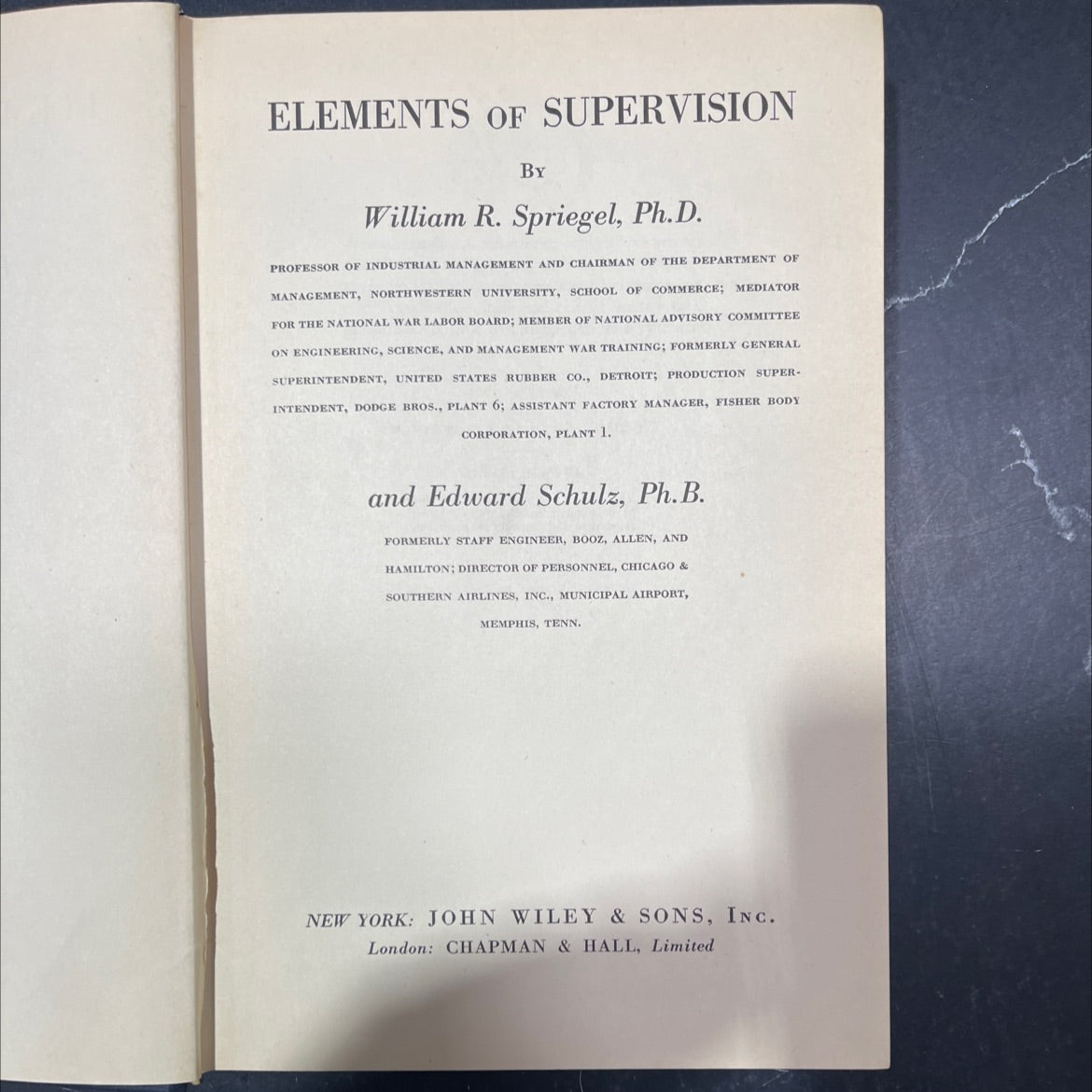 elements of supervision book, by william r. spriegel, edward schulz, 1942 Hardcover image 2