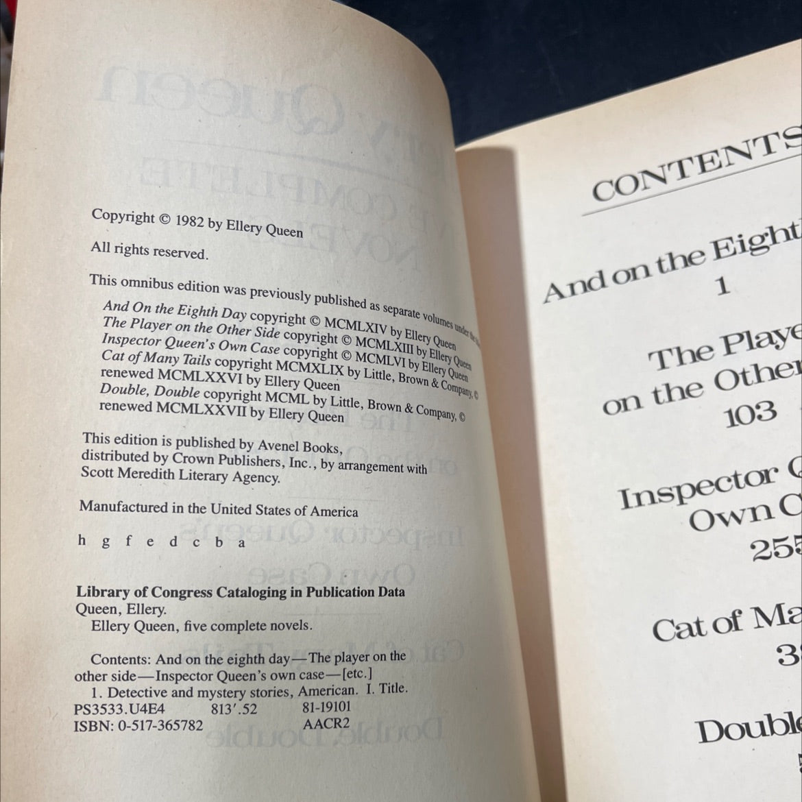 ellery queen five complete novels book, by ellery queen, 1982 Hardcover image 3