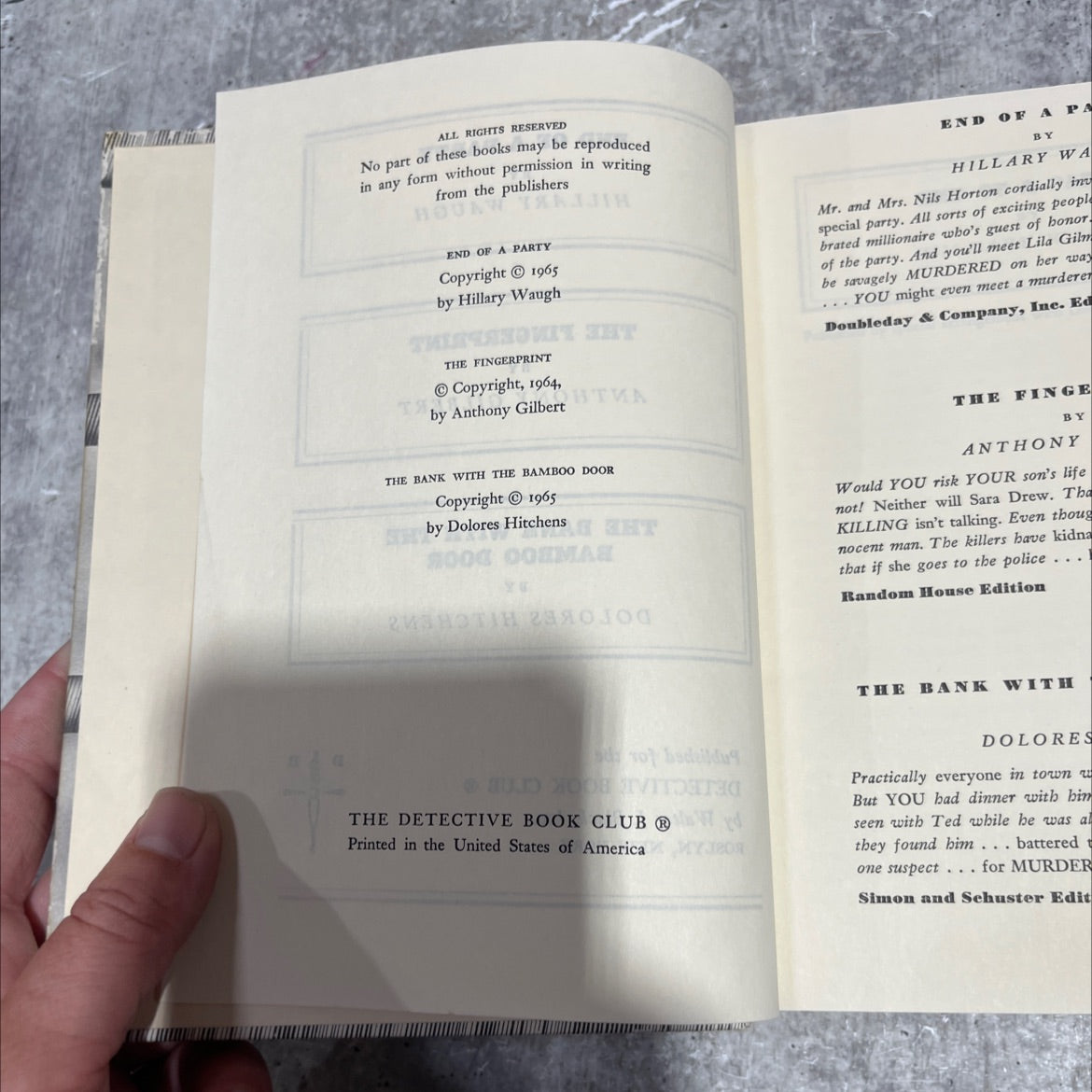 end of a party book, by Hillary Waugh, 1965 Hardcover image 3