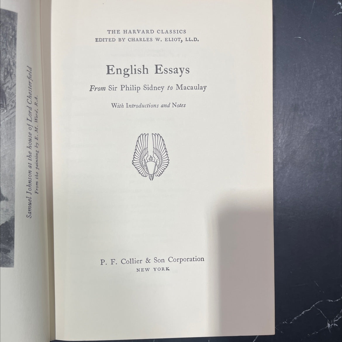 english essays from sir philip sidney to macaulay book, by charles w. eliot, ll.d., 1937 Hardcover image 2