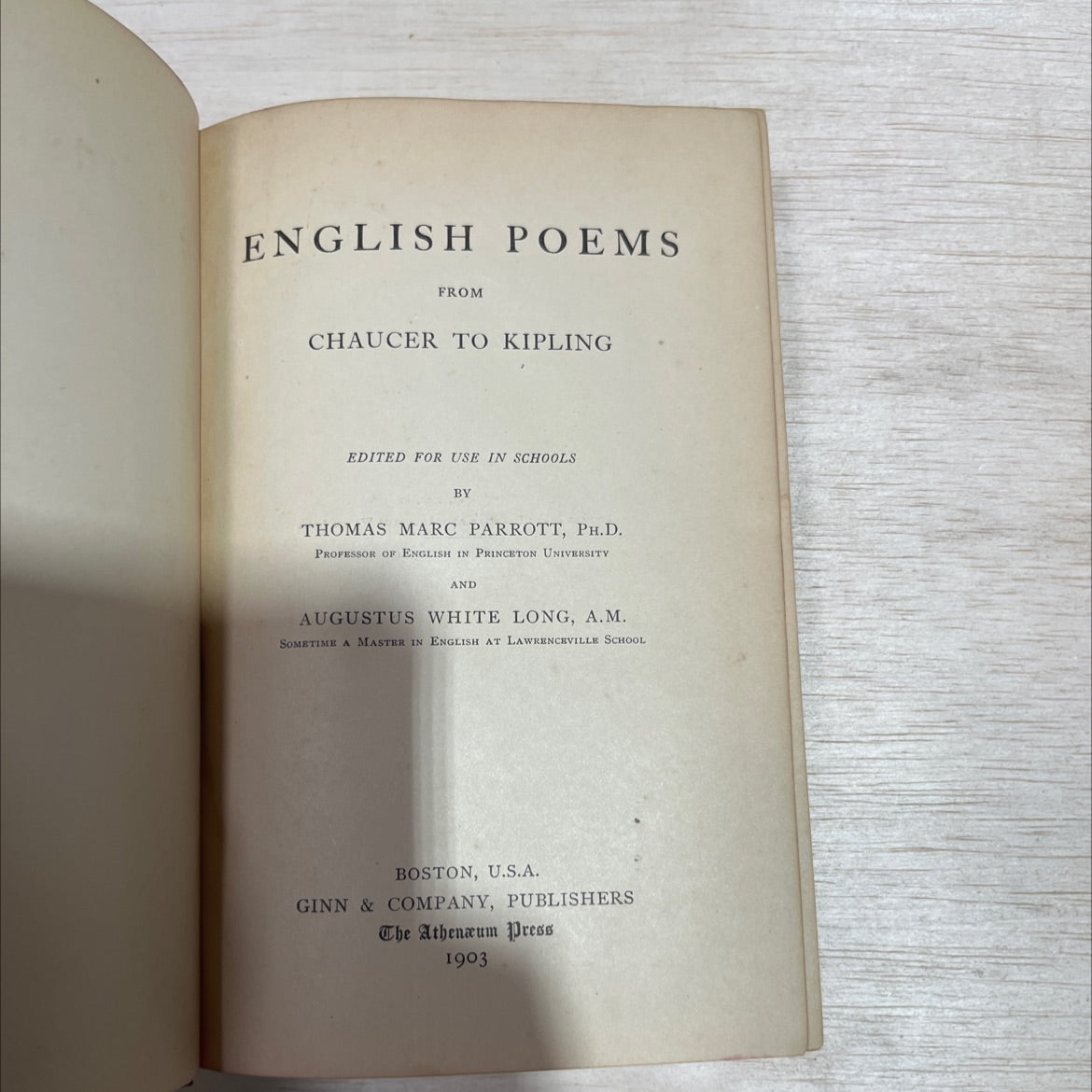 english poems from chaucer to kipling book, by thomas marc parrott, augustus white long, 1903 Hardcover image 2