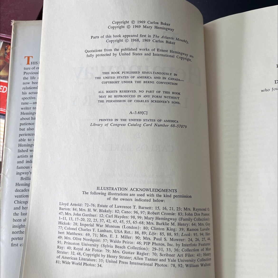 ernest hemingway a life story book, by carlos baker, 1969 Hardcover, Vintage image 3