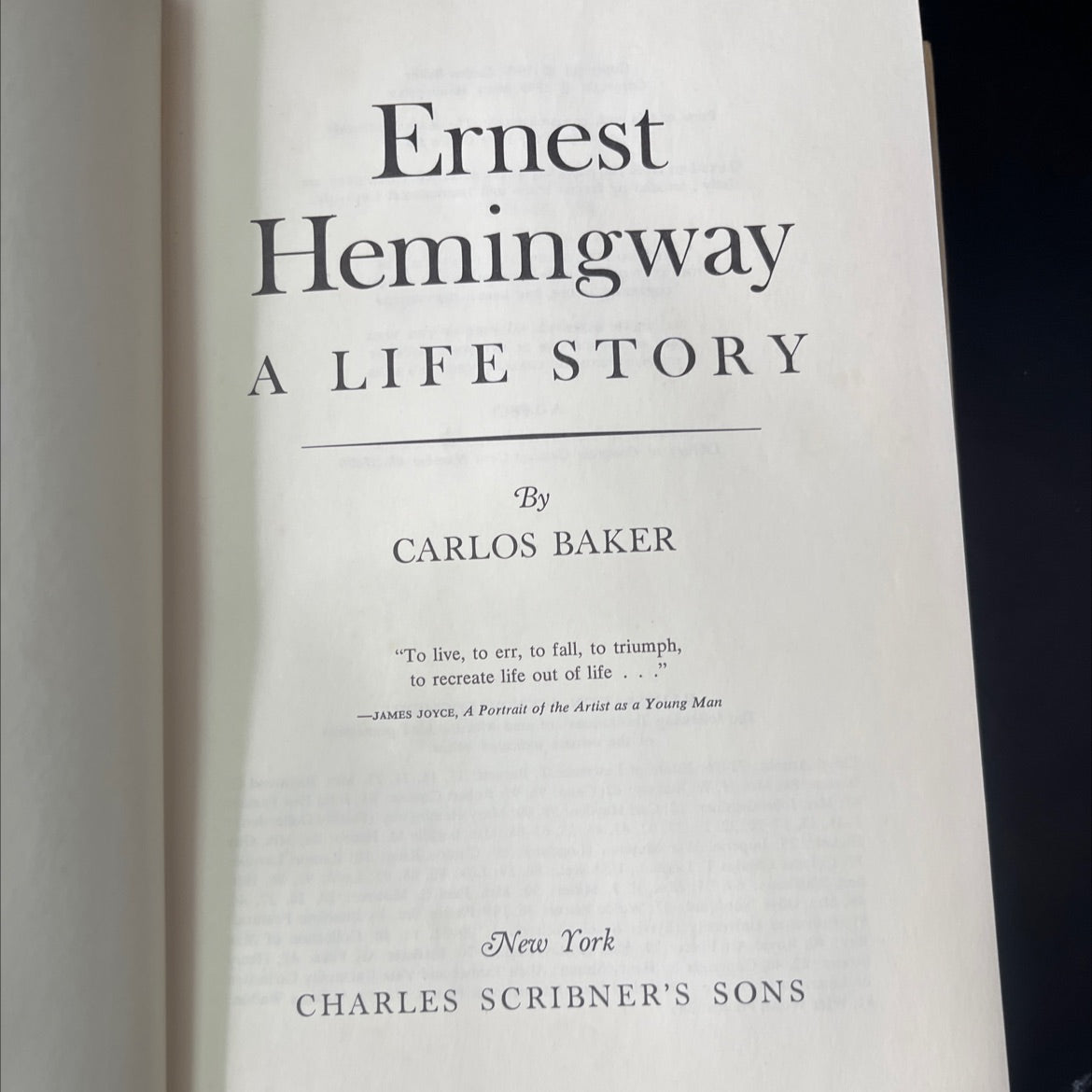 ernest hemingway a life story book, by carlos baker, 1969 Hardcover, Vintage image 2