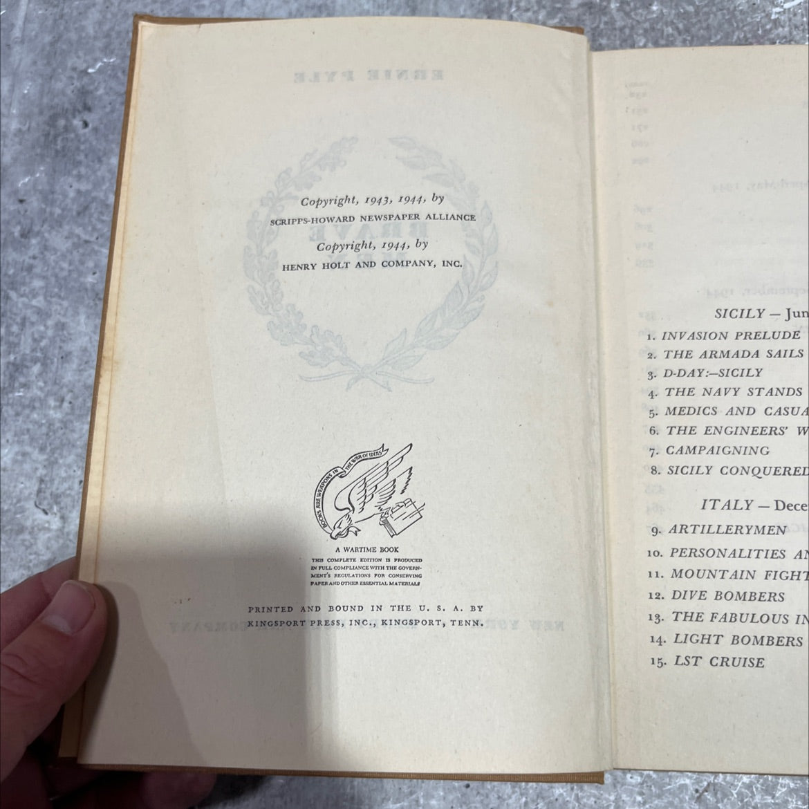 ernie pyle brave men book, by Ernie Pyle, 1944 Hardcover image 3
