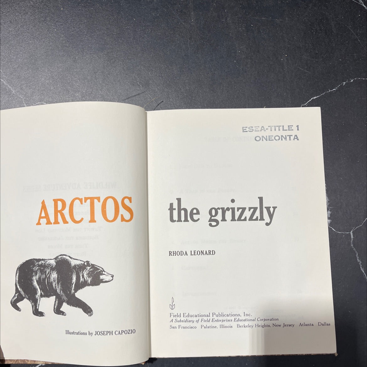 eseatitle 1 table of contoneonta arctos the grizzly book, by rhoda leonard, 1966 Hardcover image 2