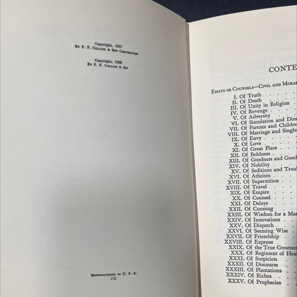 essays, civil and moral and the new atlantis book, by francis bacon, john milton, sir thomas browne, 1937 Hardcover image 3