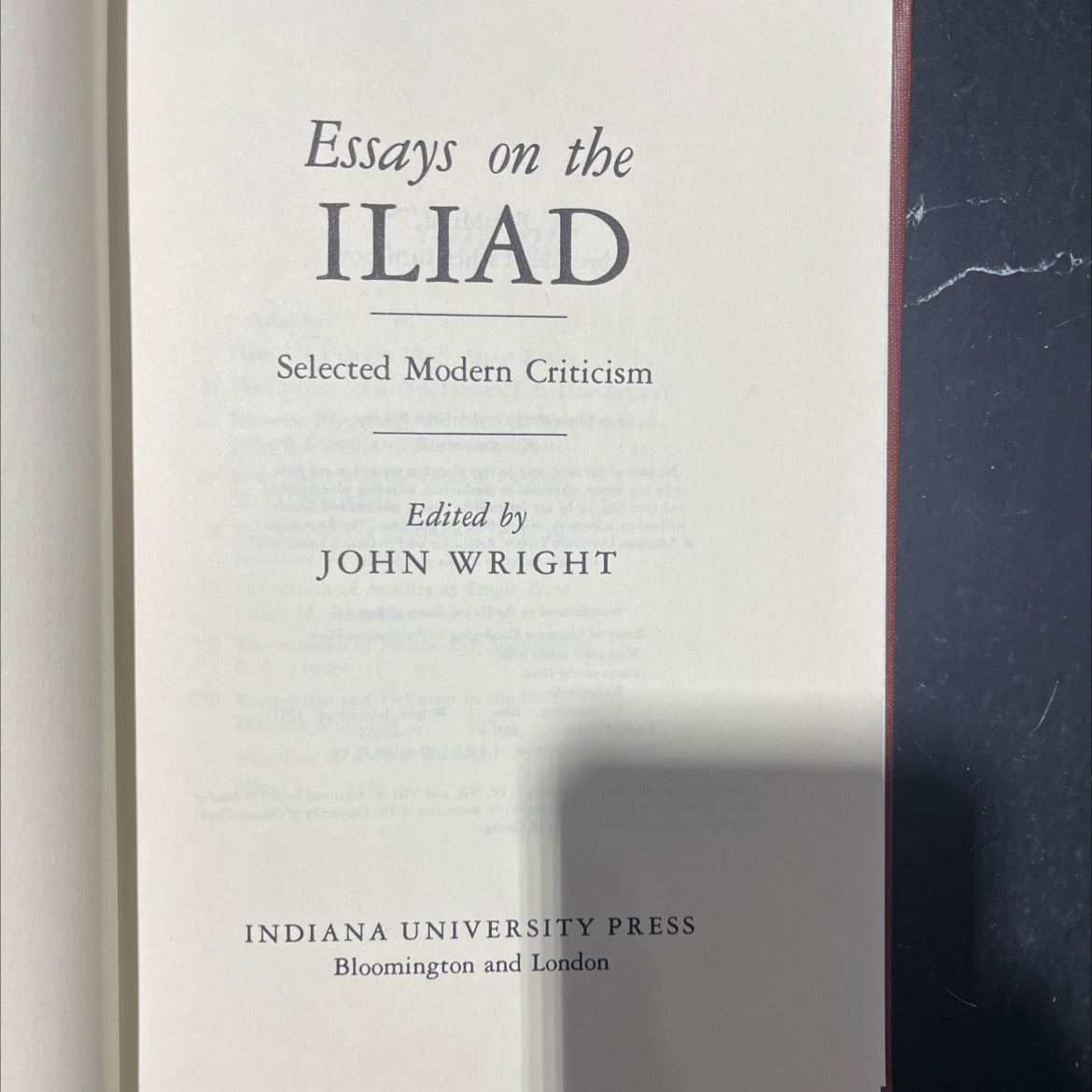 essays on the iliad book, by john wright, 1978 Hardcover image 2