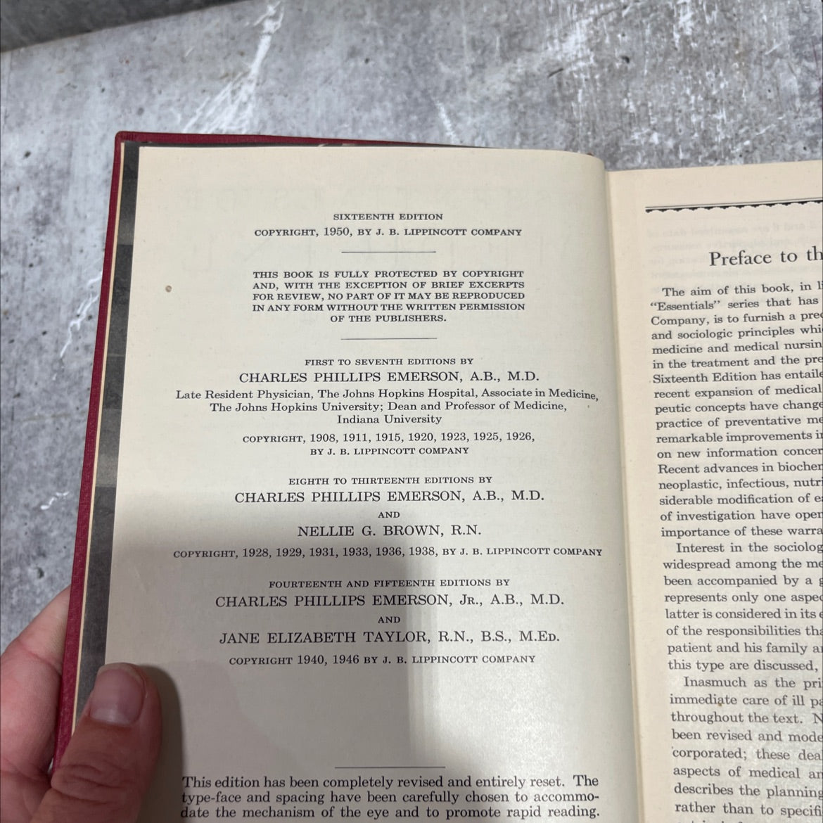 essentials of medicine the basis of nursing care book, by charles phillips emerson jr., jane elizabeth taylor, 1950 image 3