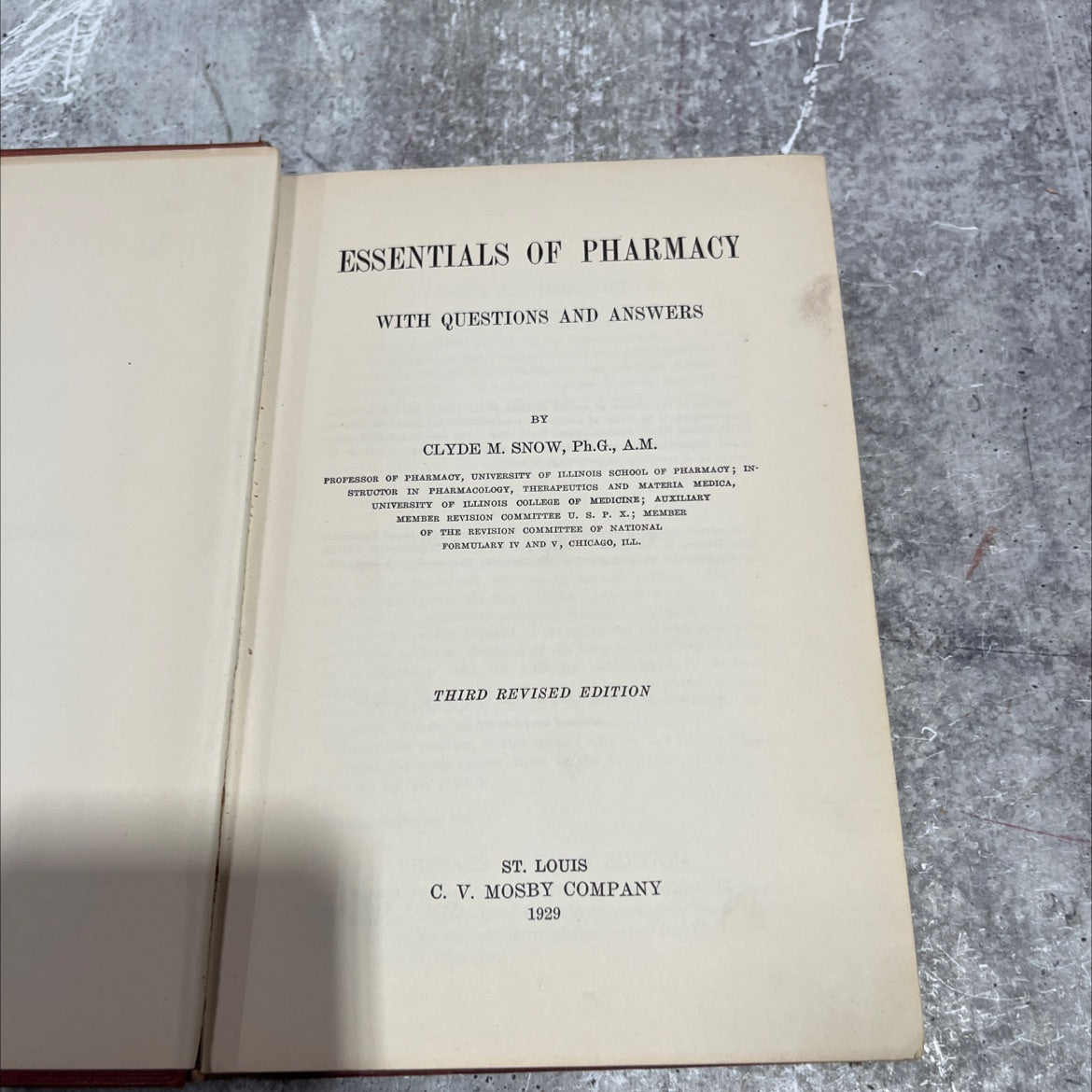 essentials of pharmacy with questions and answers book, by clyde m. snow, 1929 Hardcover image 2