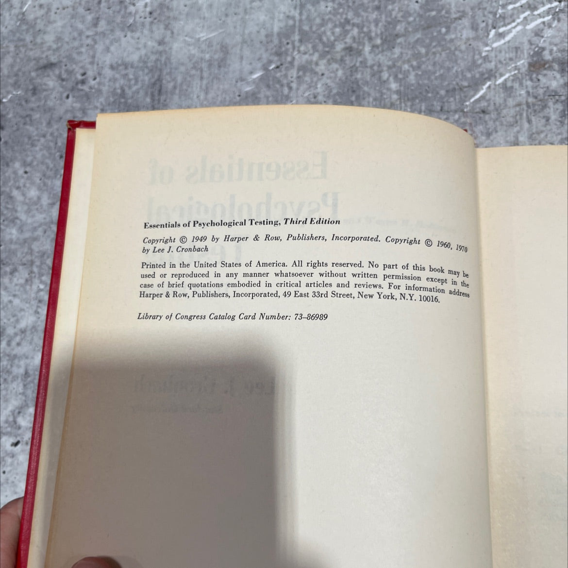 essentials of psychological testing book, by Lee J. Cronbach, 1970 Hardcover image 3