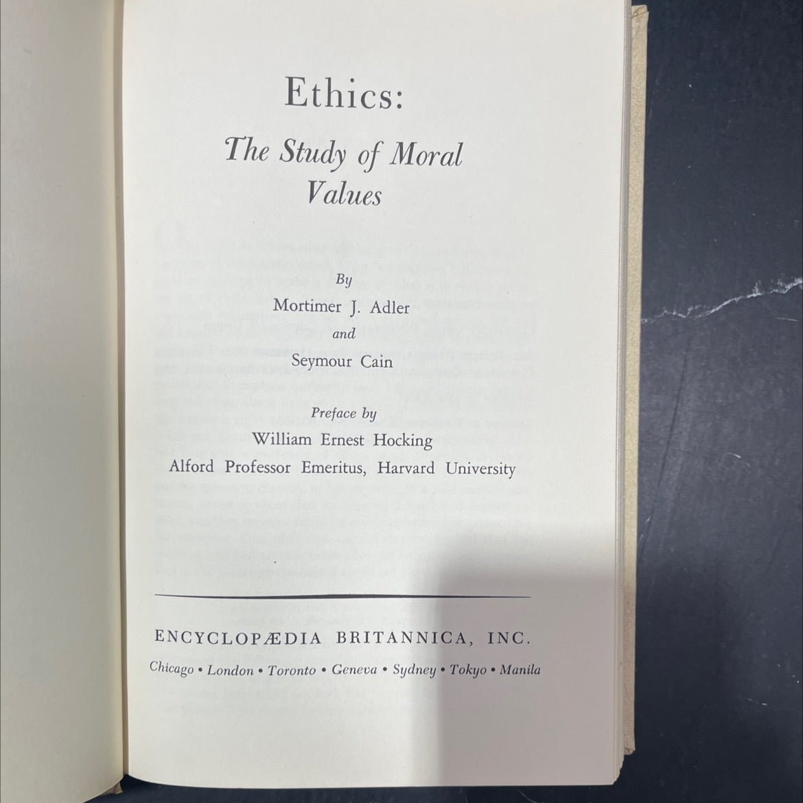ethics: the study of moral values book, by mortimer j. adler and seymour cain, 1962 Hardcover image 2