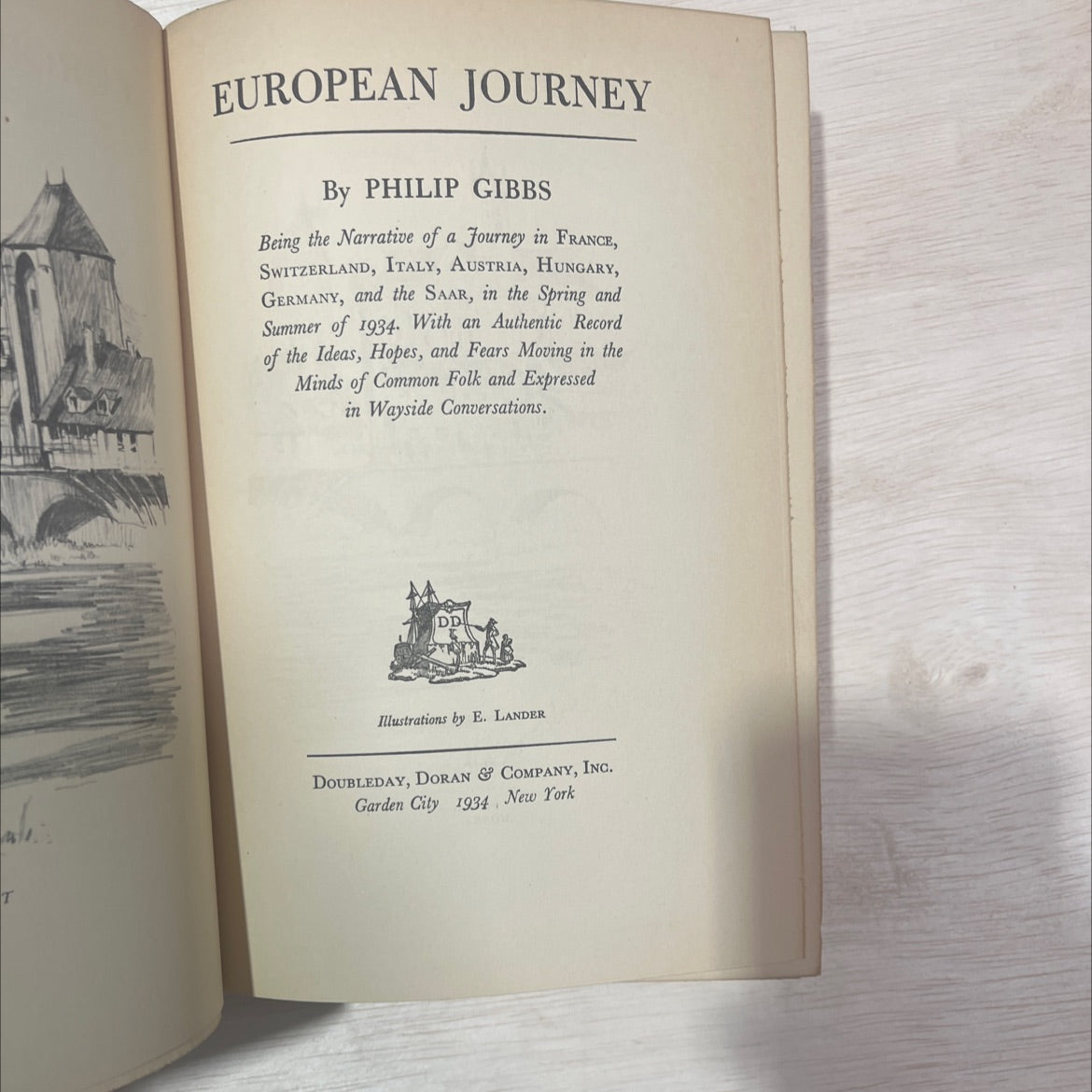 european journey book, by philip gibbs, 1934 Hardcover, Antique, Heavily Used image 2