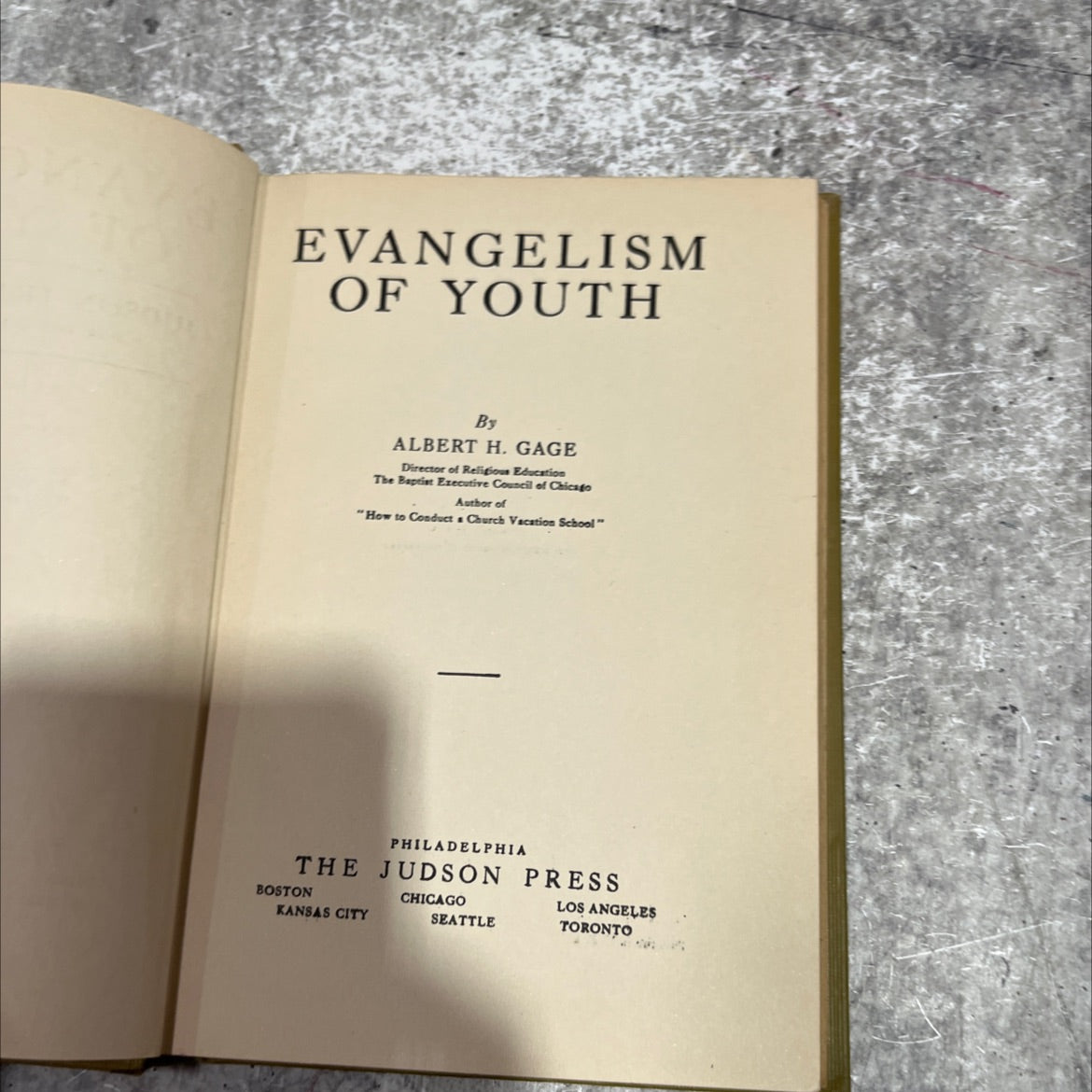 evangelism of youth book, by albert h. gage, 1922 Hardcover image 2