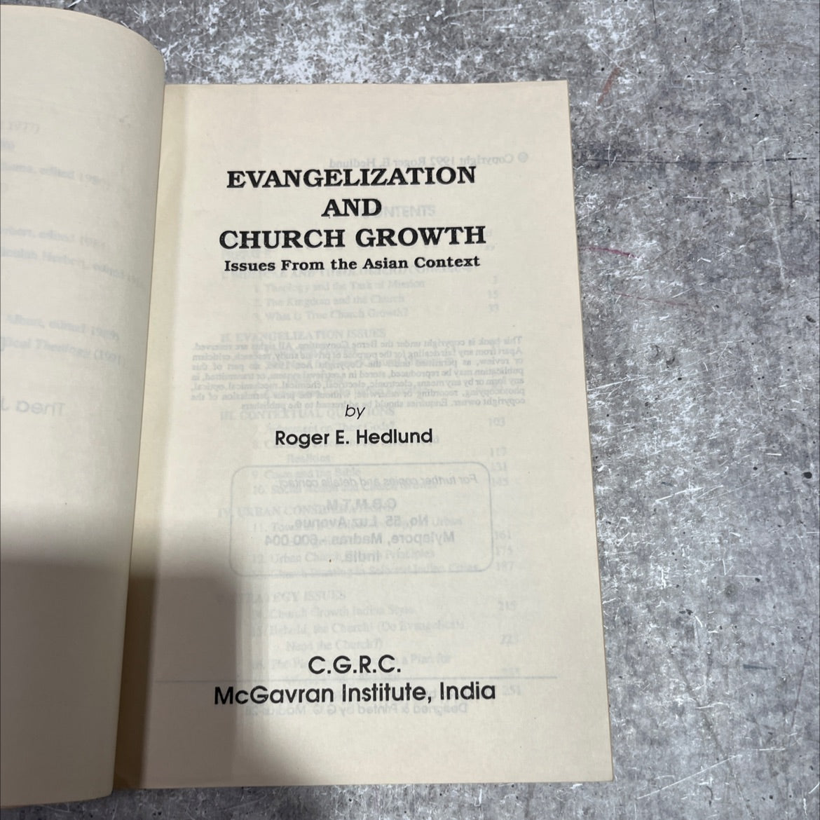 evangelization and church growth issues from the asian context book, by Roger E. Hedlund, 1992 Paperback image 2