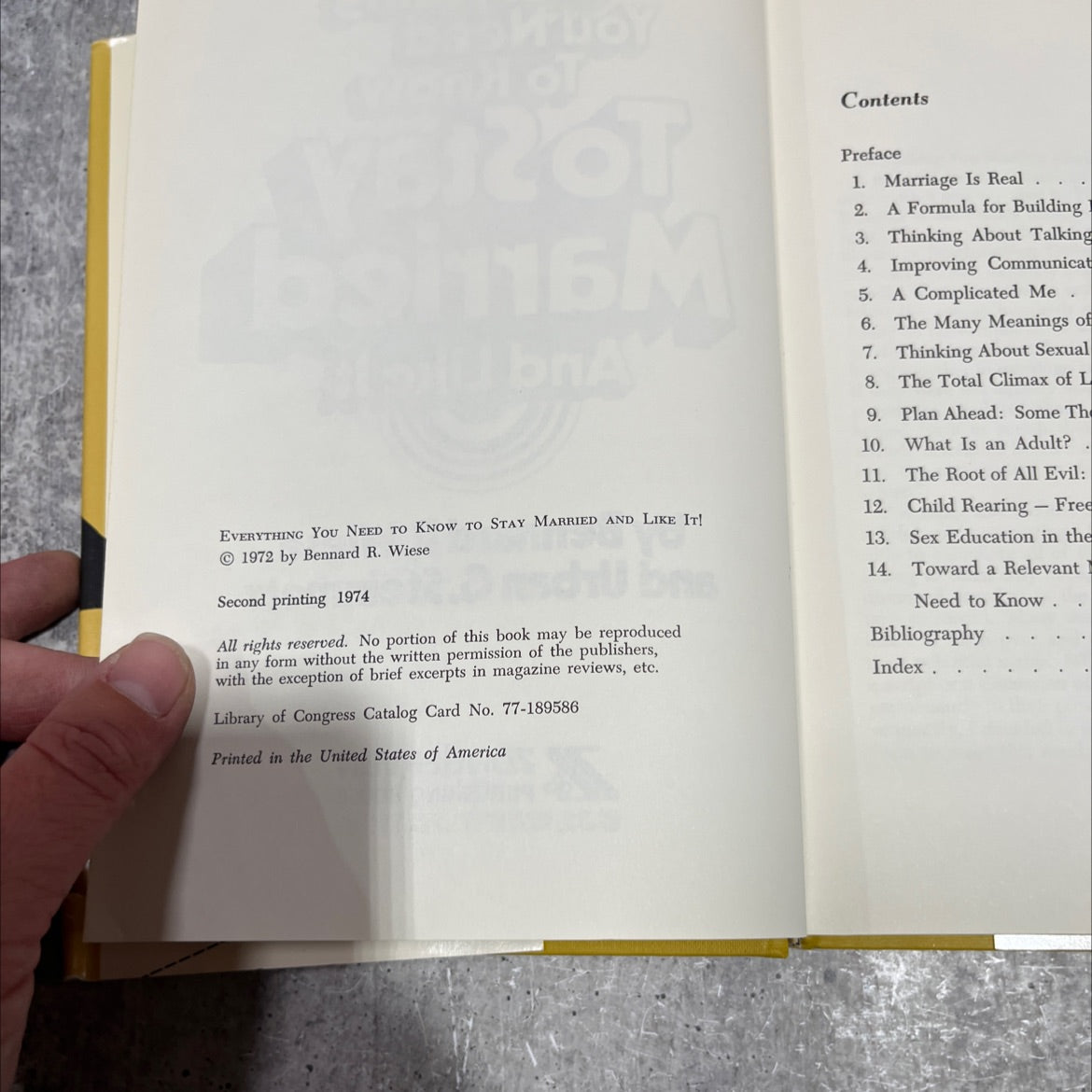 everything you need to know to stay married and like it book, by Bennard R. Wiese, Urban G. Steinmetz, 1974 Hardcover image 3