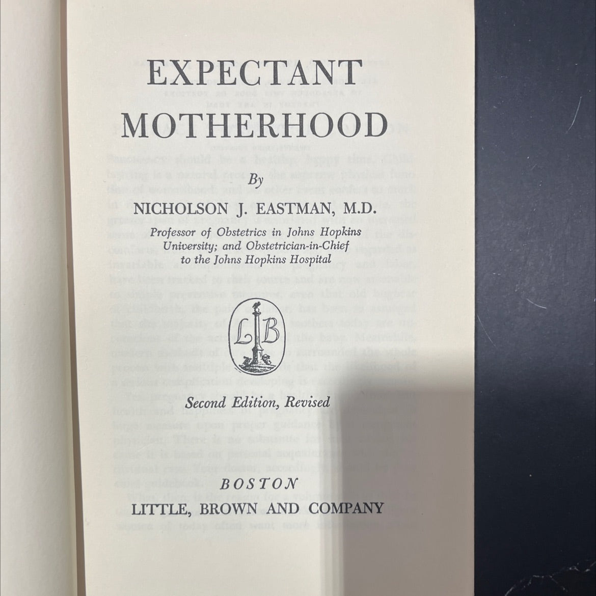 expectant motherhood book, by nicholson j. eastman, m.d., 1947 Hardcover image 2