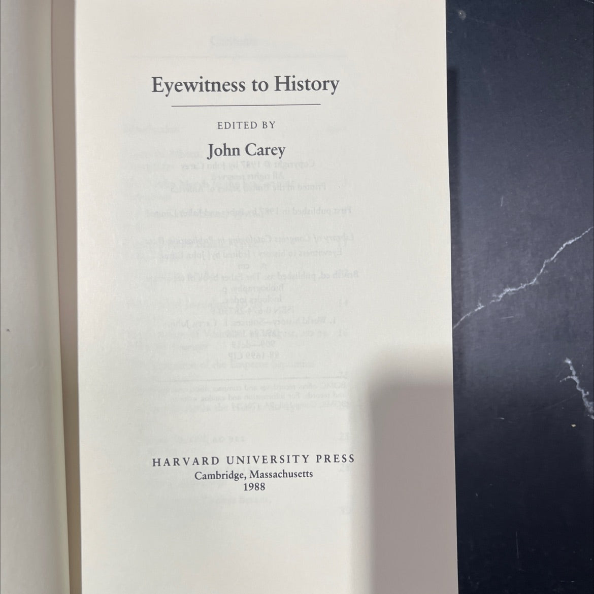eyewitness to history book, by John Carey, 1988 Hardcover image 2