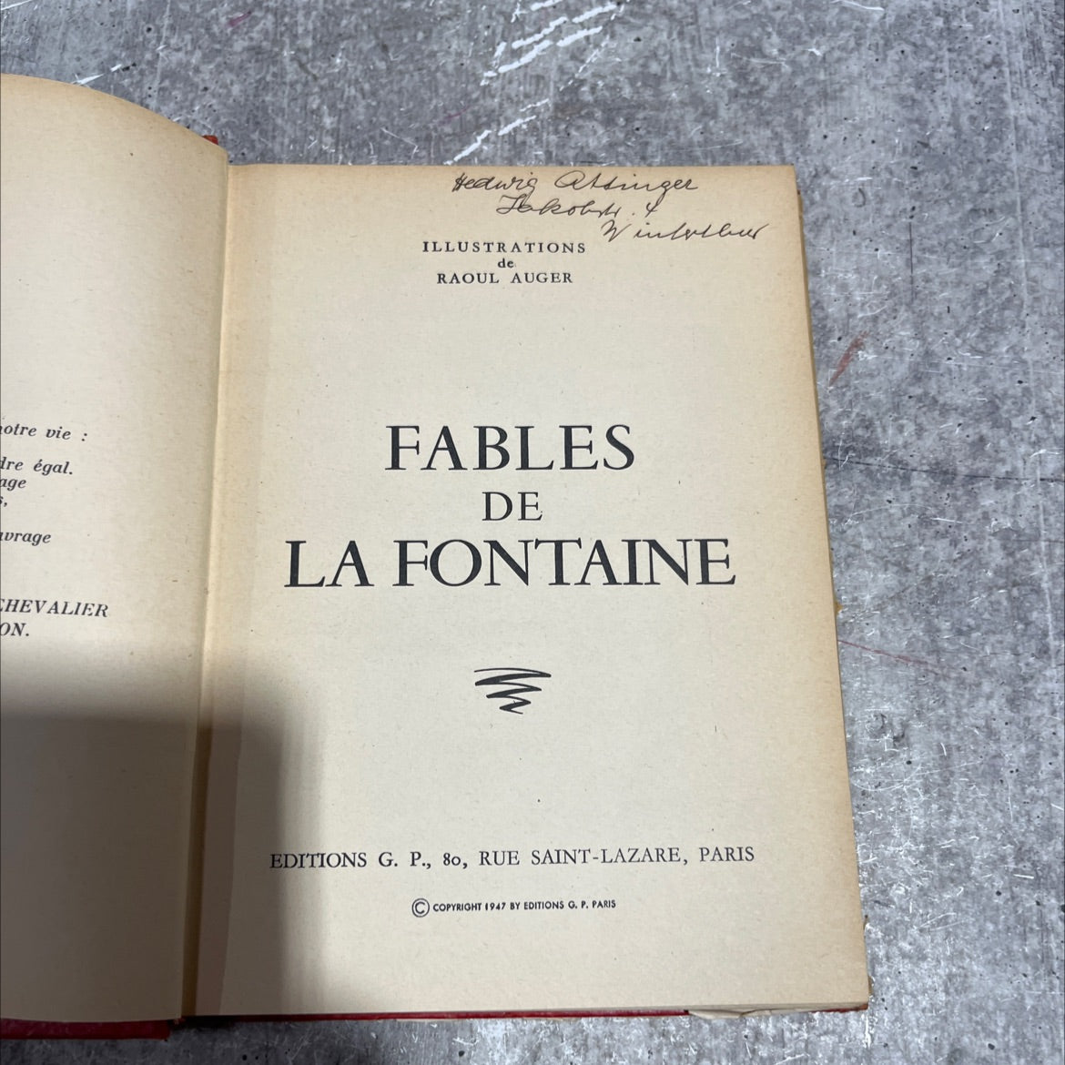 fables de la fontaine book, by hedwig alsinger, 1947 Hardcover image 2
