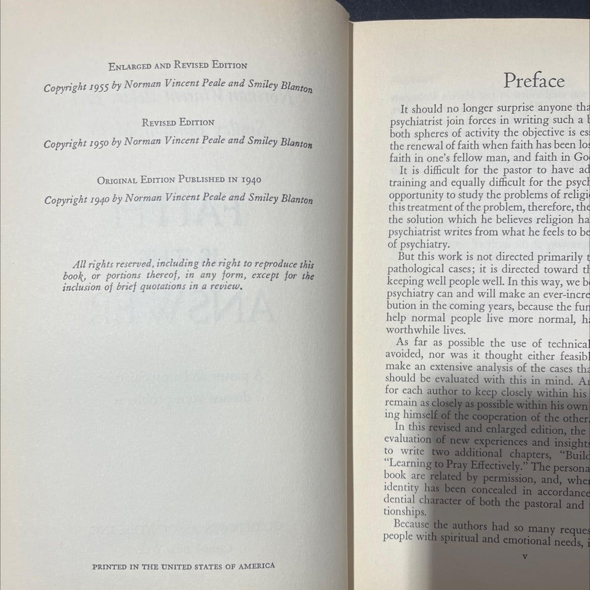 faith is the answer book, by Norman Vincent Peale, D.D. Smiley Blanton, M.D., 1955 Hardcover image 3