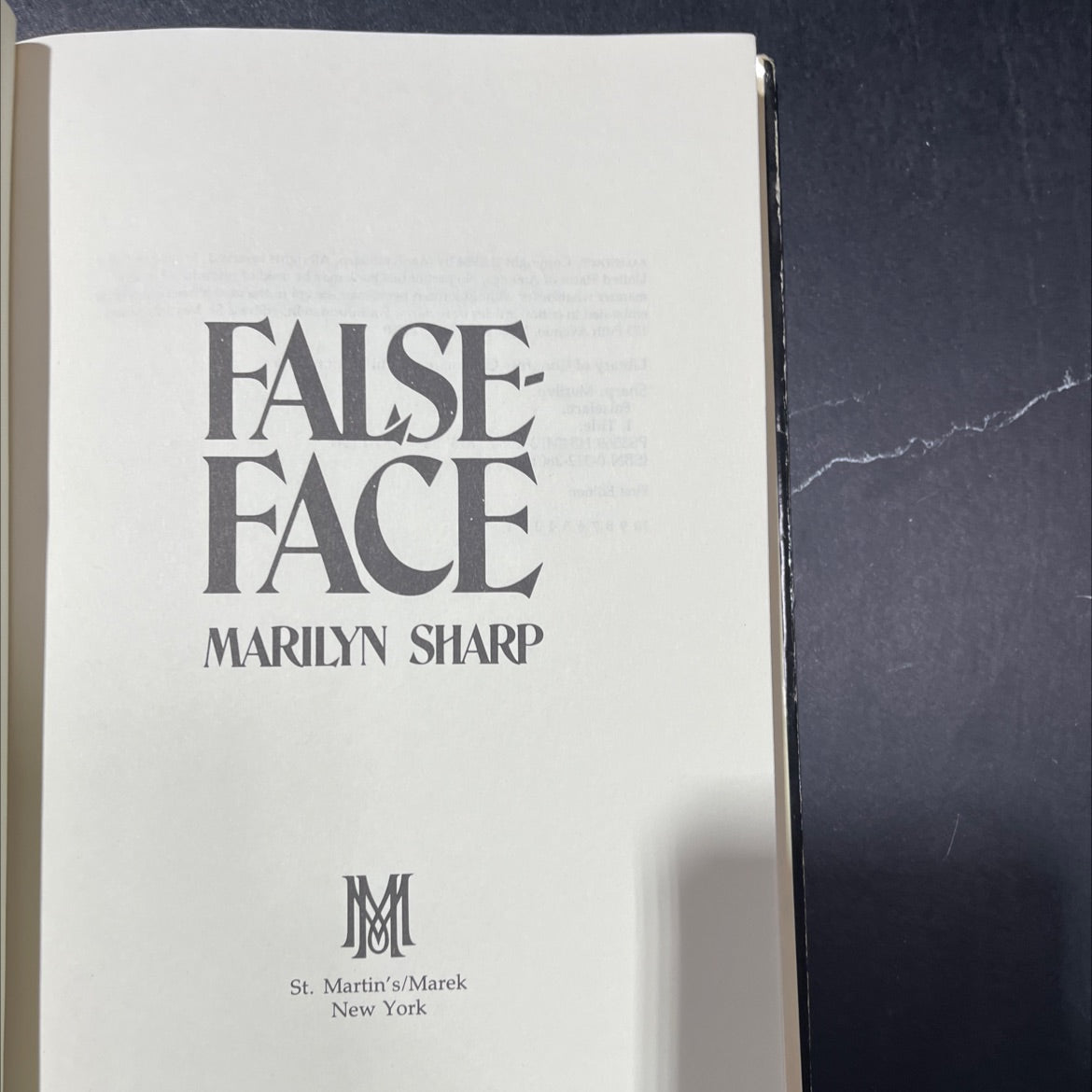false face book, by marilyn sharp, 1984 Hardcover image 2