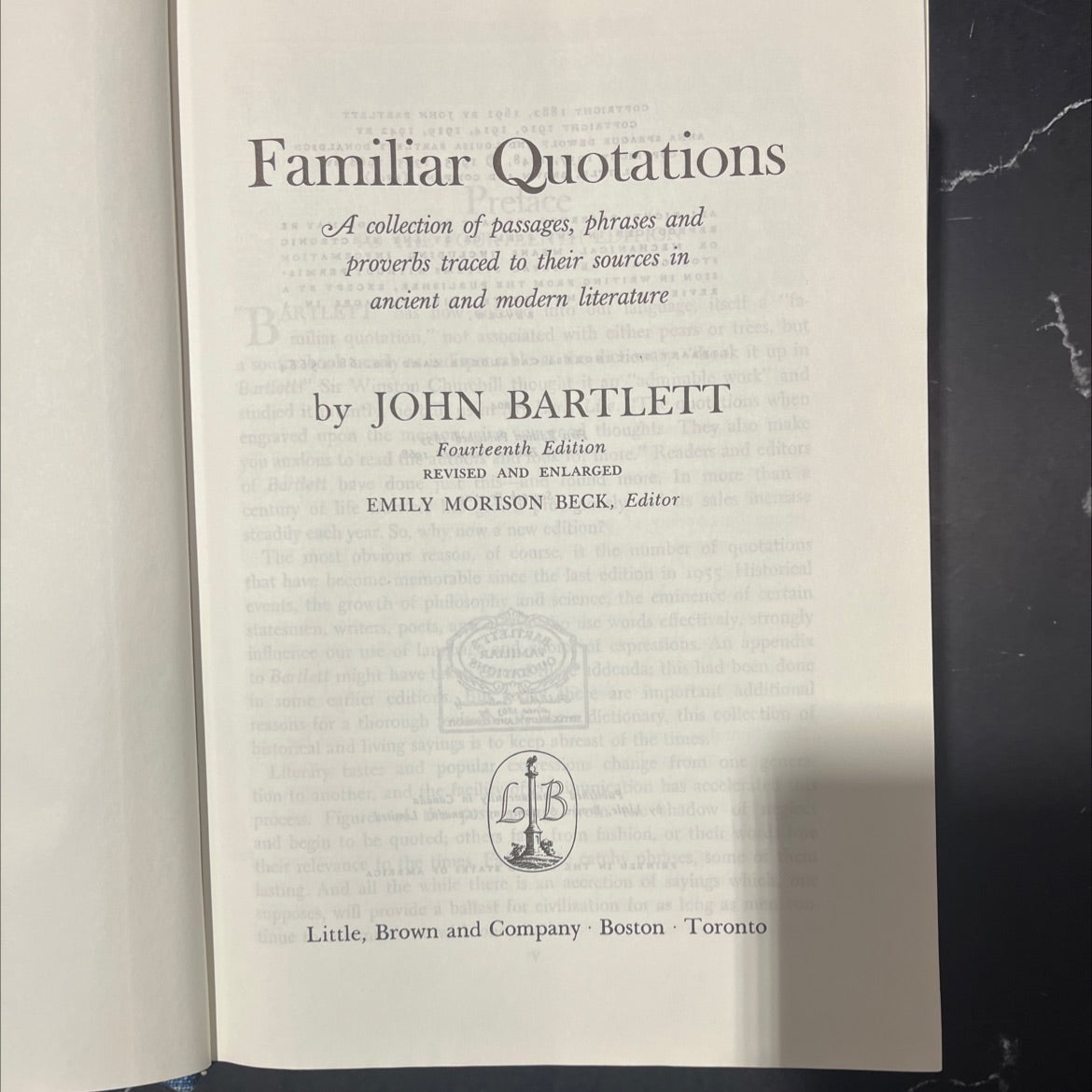 familiar quotations book, by john bartlett, 1968 Hardcover