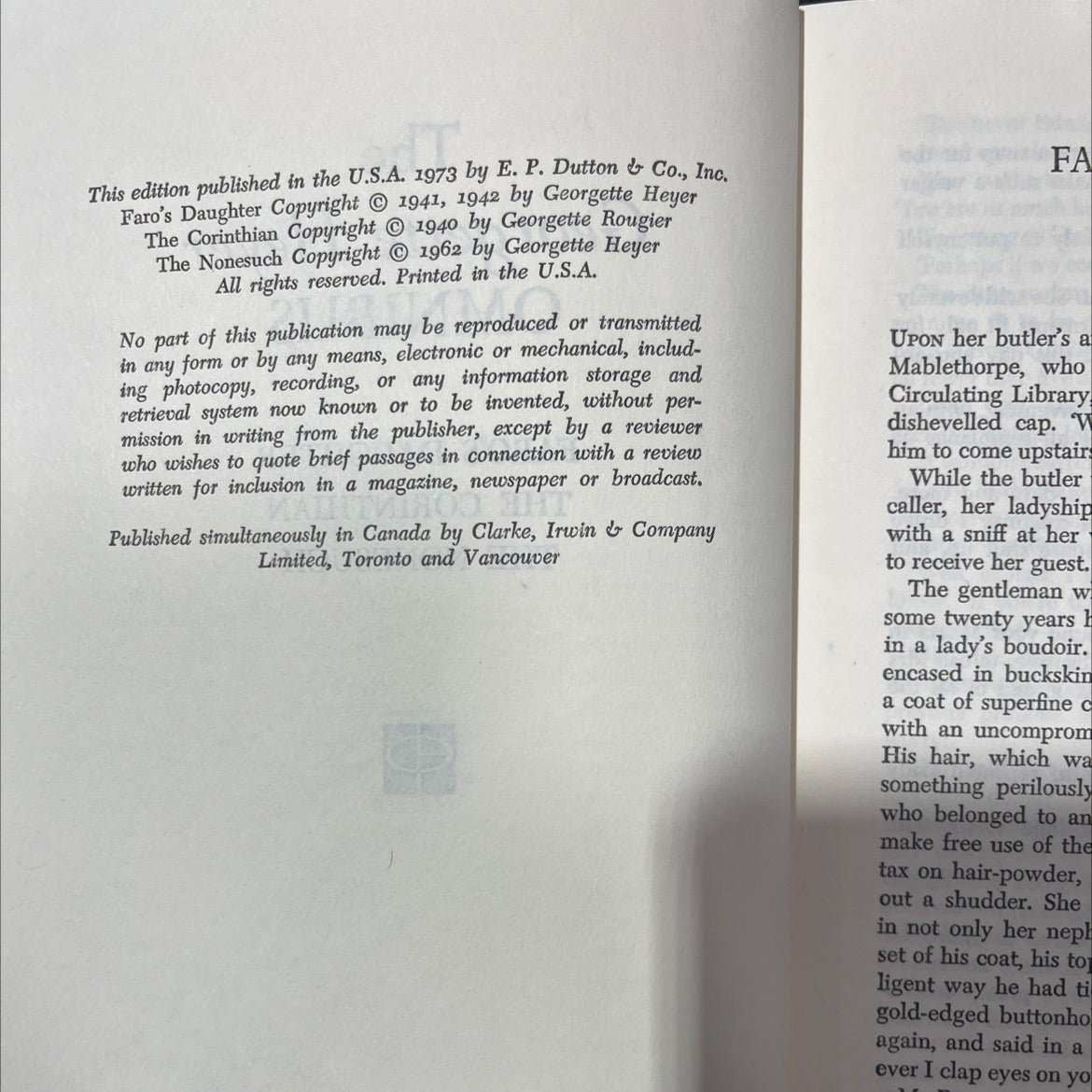 faro's daughter, the corinthian, the nonesuch book, by georgette heyer, 1973 Hardcover image 3