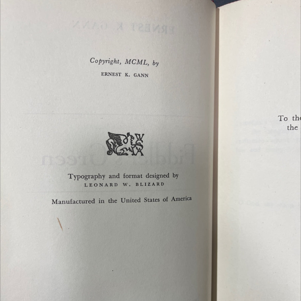 fiddler's green book, by ernest k. gann, 1970 Hardcover image 3