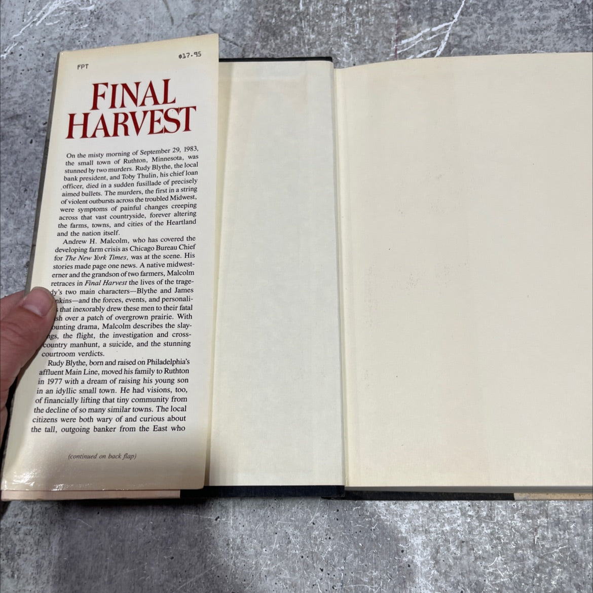 final harvest an american tragedy book, by andrew h. malcolm, 1986 Hardcover image 4