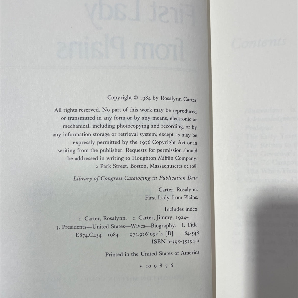 first lady from plains book, by Rosalynn Carter, 1984 Hardcover image 3