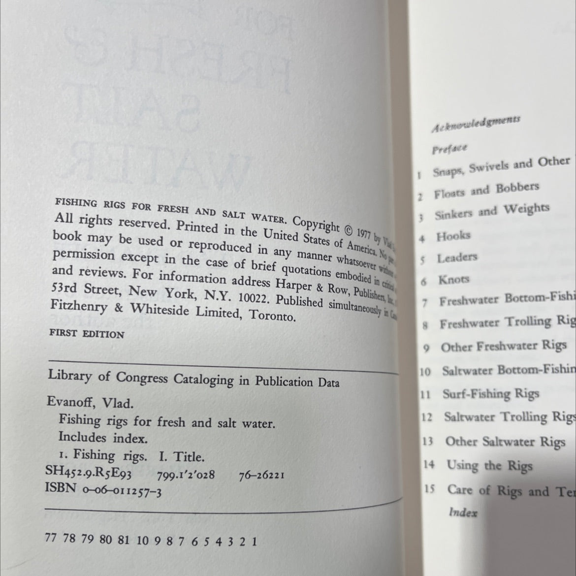 fishing rigs for fresh and salt water book, by Vlad Evanoff, 1977 Hardcover image 3