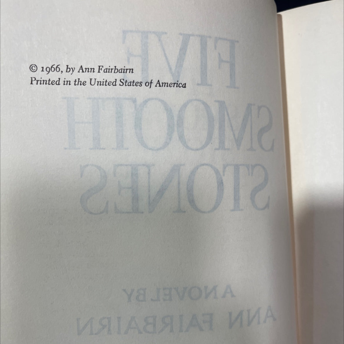 five smooth stones book, by Ann Fairbairn, 1966 Hardcover image 3