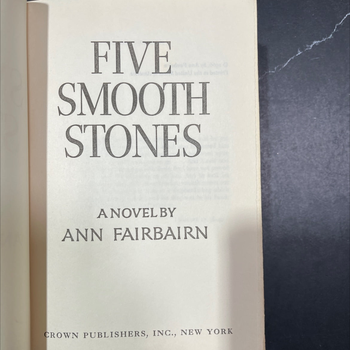 five smooth stones book, by Ann Fairbairn, 1966 Hardcover image 2