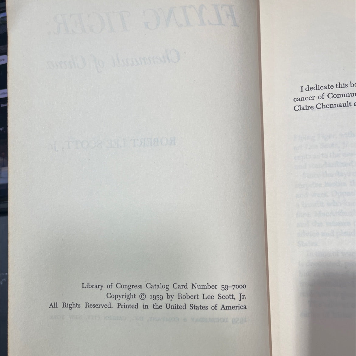 flying tiger: chennault of china book, by robert lee scott, jr., 1959 Hardcover image 3