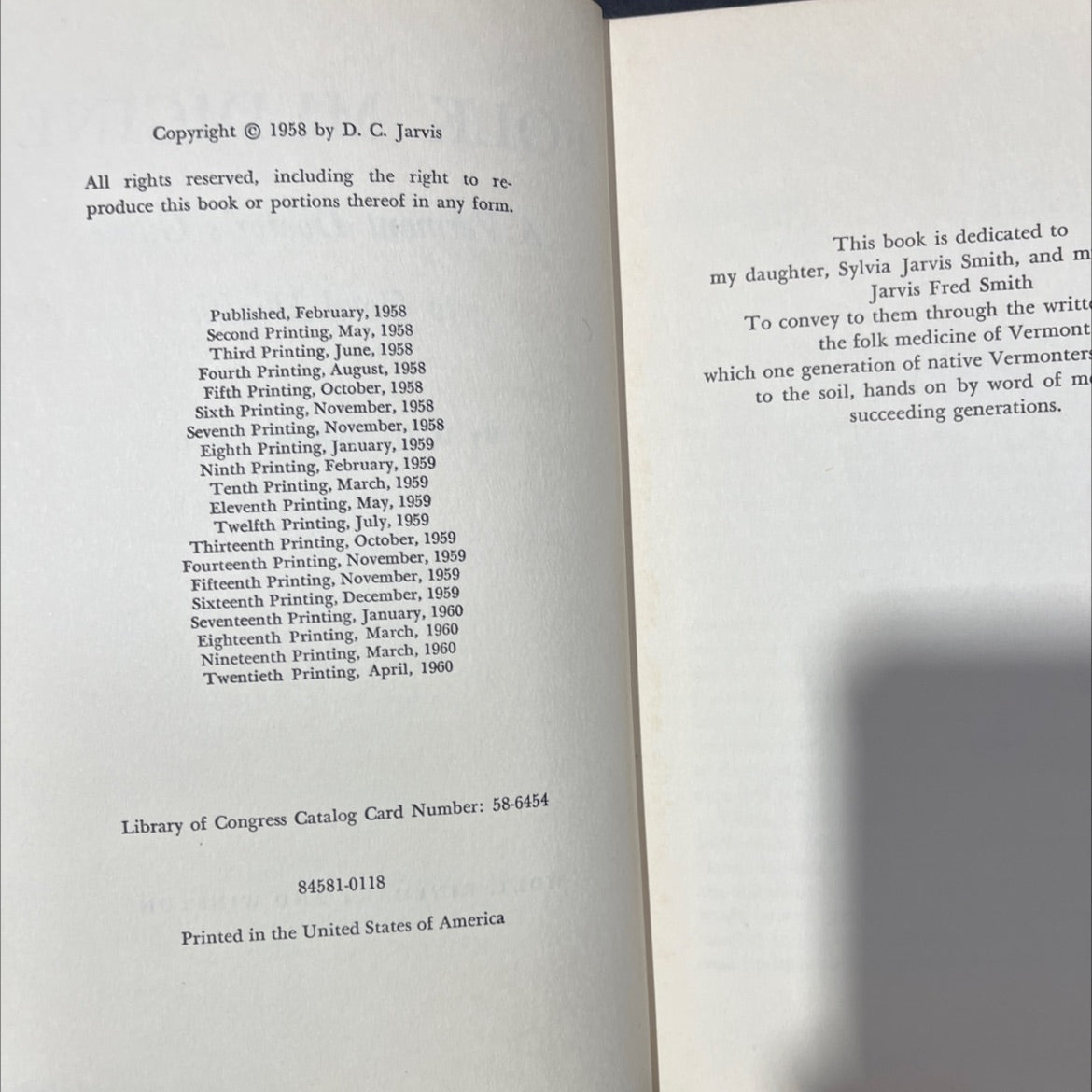 folk medicine a vermont doctor's guide to good health book, by d. c. jarvis, m.d., 1960 Hardcover image 3