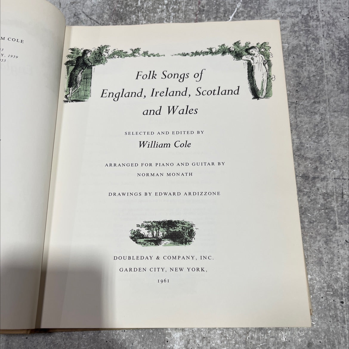 folk songs of england, ireland, scotland and wales book, by William Cole, 1961 Hardcover image 2