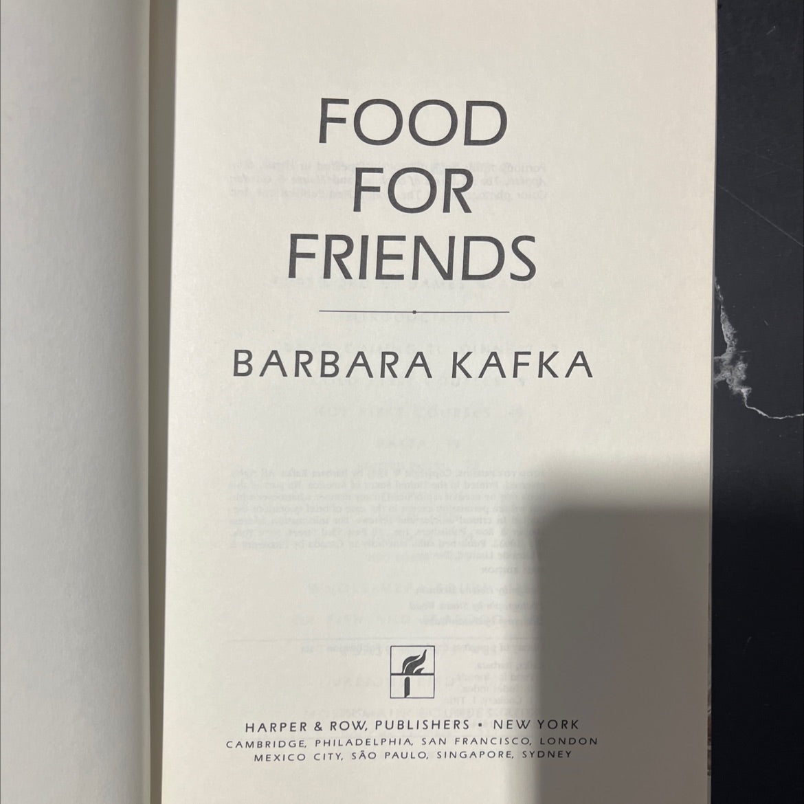 food for friends book, by barbara kafka, 1984 Hardcover image 2