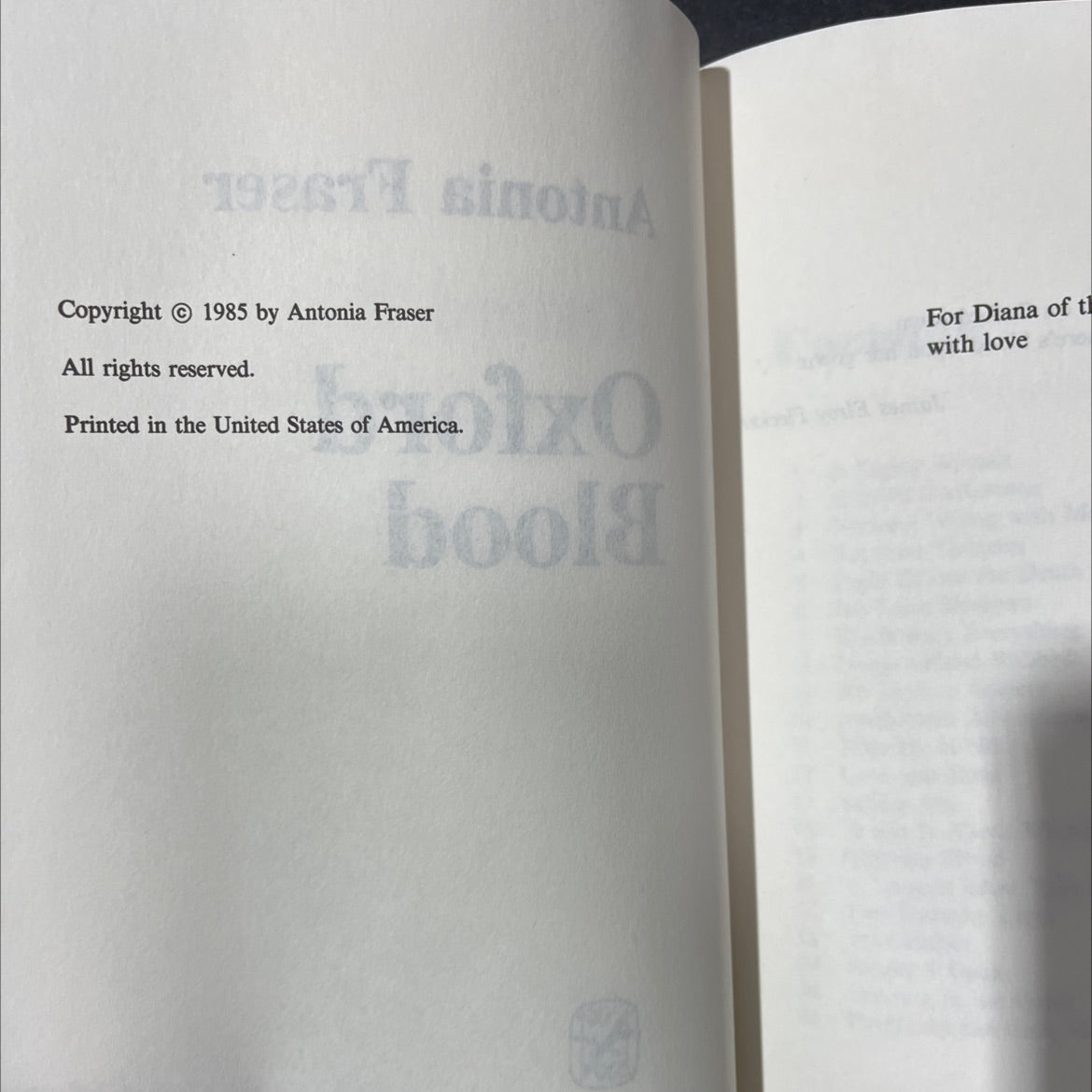 for diana of t with love book, by Antonia Fraser, 1985 Hardcover image 3