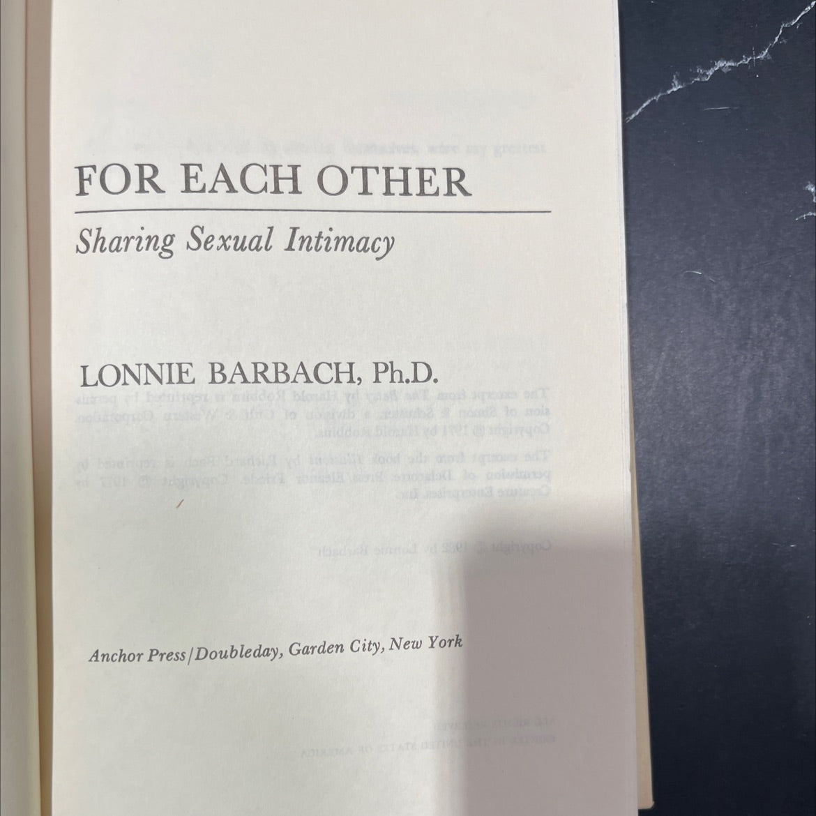 for each other sharing sexual intimacy book, by lonnie barbach, ph.d., 1982 Hardcover image 2