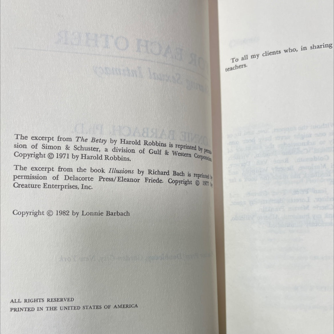 for each other sharing sexual intimacy book, by lonnie barbach, ph.d., 1982 Hardcover image 3