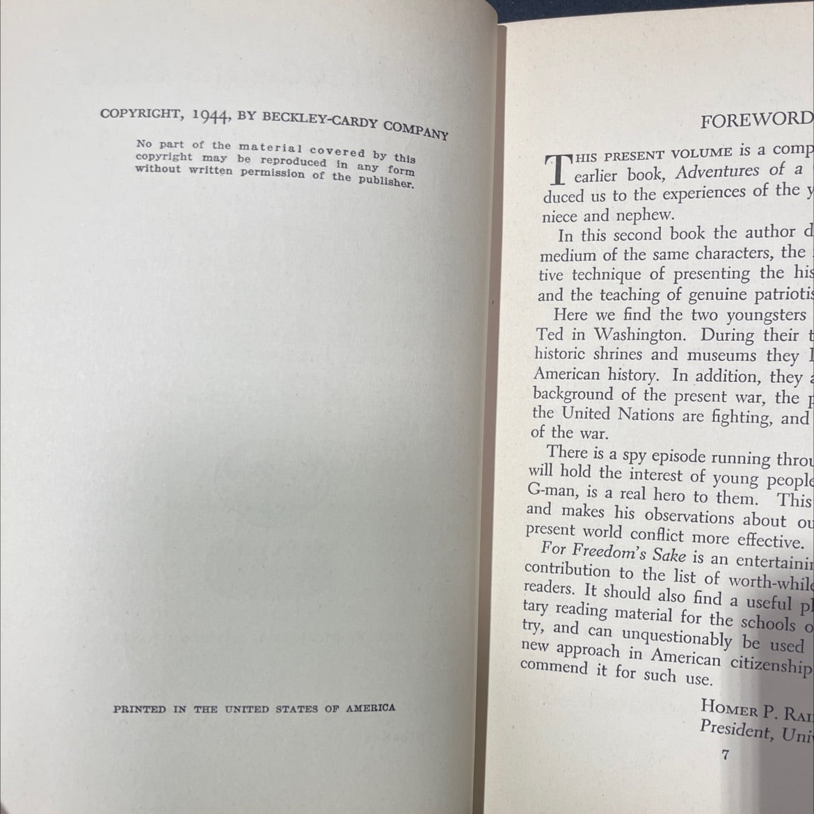 for freedom's sake book, by leslie c. procter, 1944 Hardcover image 3
