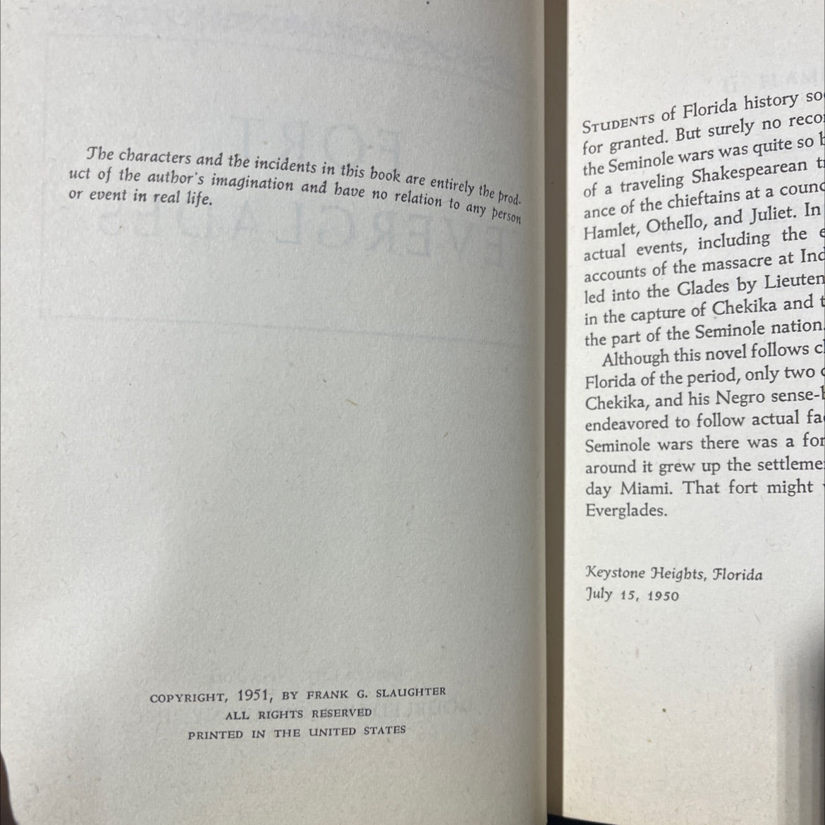fort everglades book, by Frank G. Slaughter, 1951 Hardcover image 3