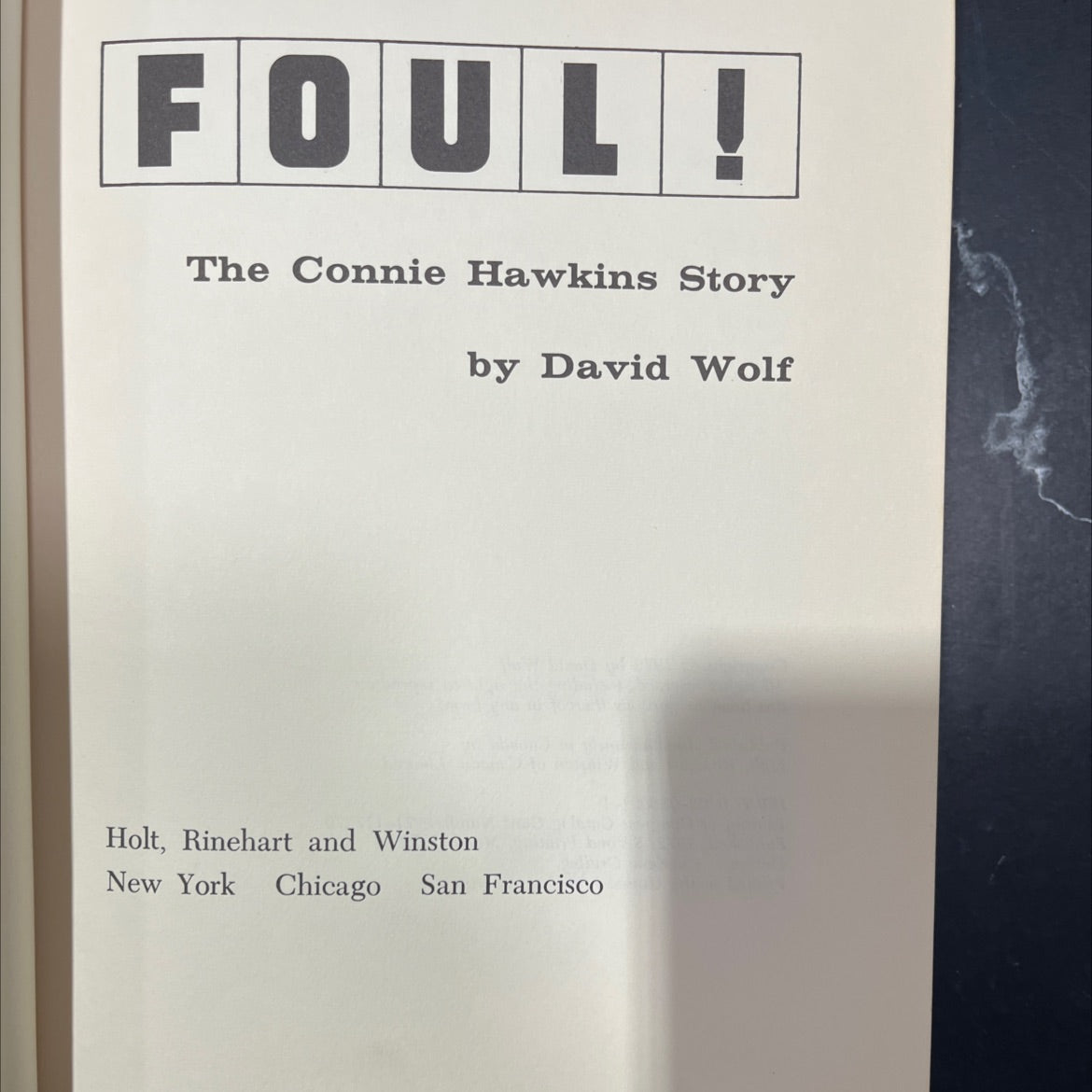 foul! the connie hawkins story book, by david wolf, 1972 Hardcover image 2