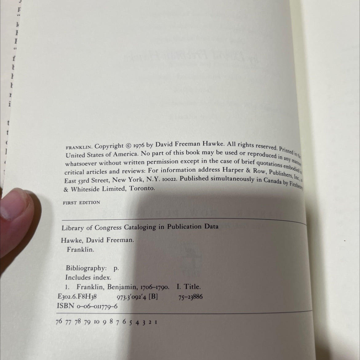 franklin book, by david freeman hawke, 1976 Hardcover image 3