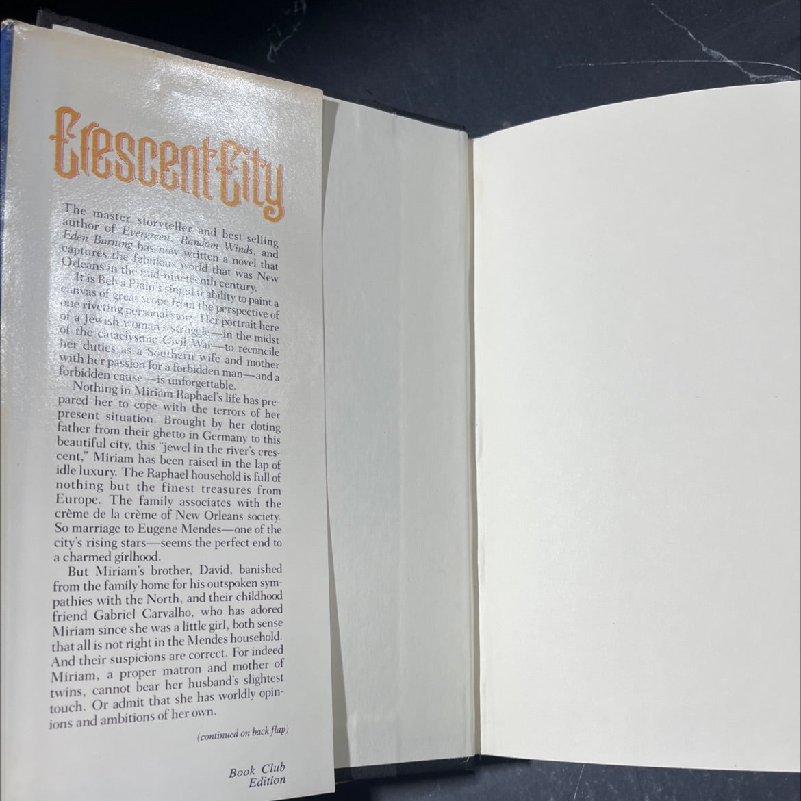frescent city book, by Belva Plain, 1984 Hardcover image 4