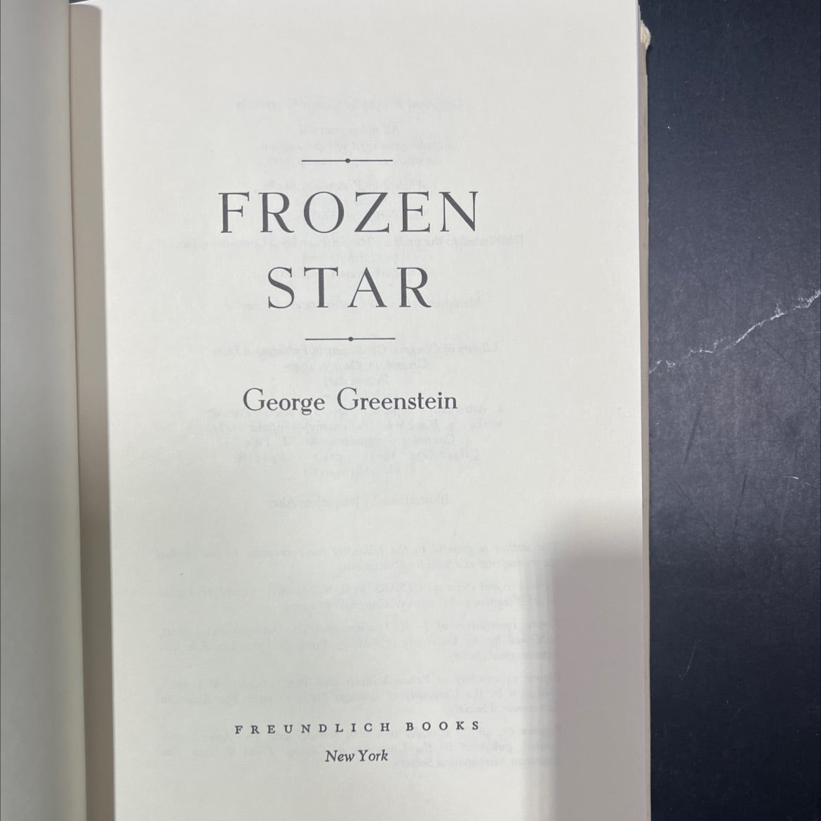 frozen star book, by George Greenstein, 1983 Hardcover image 2