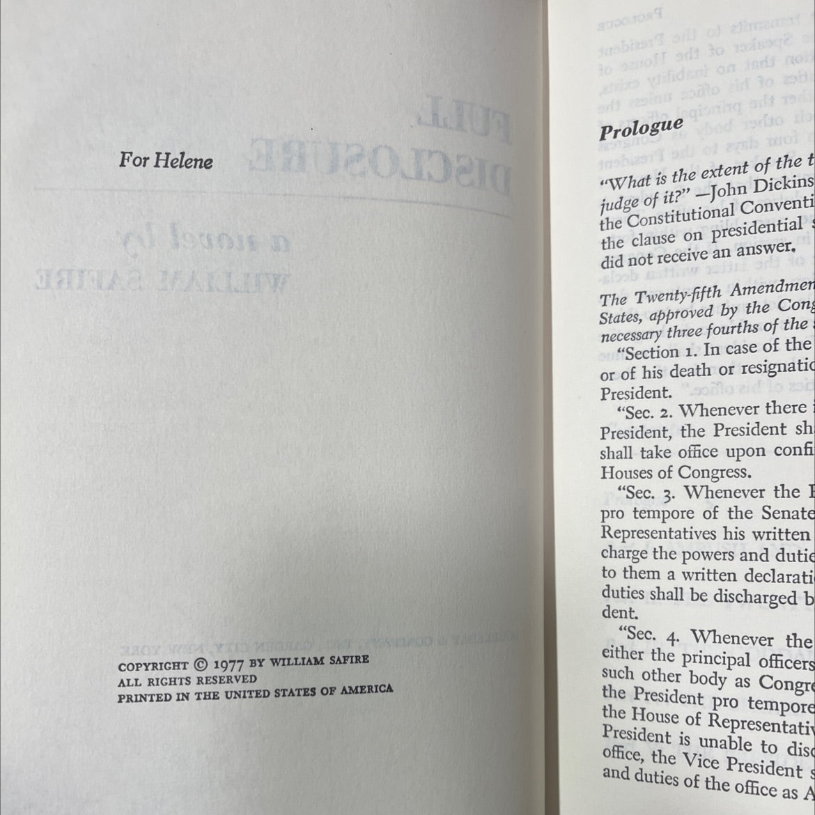 full disclosure book, by william safire, 1977 Hardcover image 3