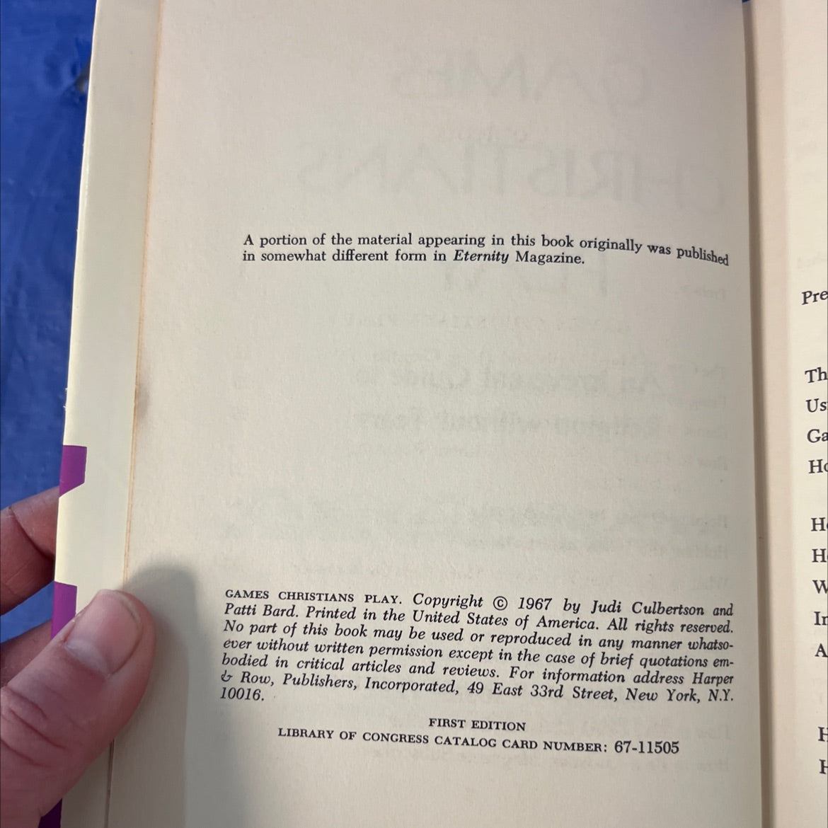 games christians play book, by judi culbertson and patti bard, 1967 Hardcover, First Edition image 3