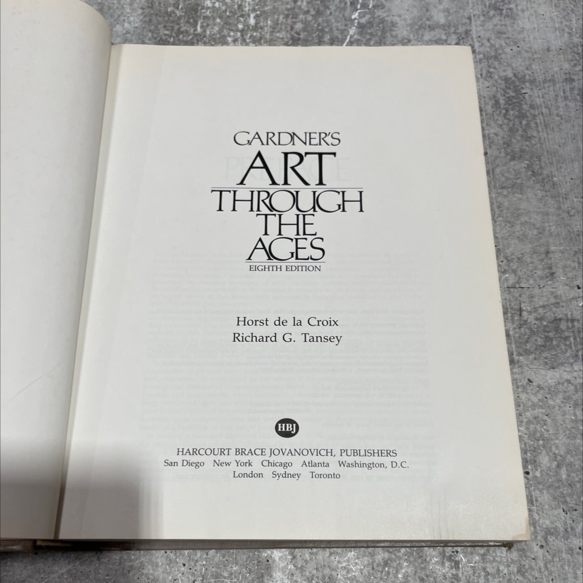 gardner's art through the ages eighth edition book, by horst de la croix, richard g. tansey, 1986 Hardcover image 2