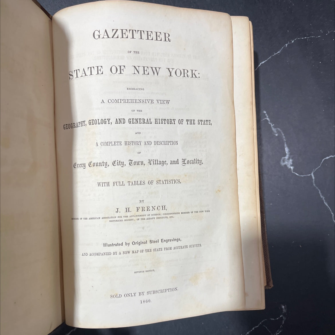gazetteer of the state of new york book, by j. h. french, 1860 Leather image 3